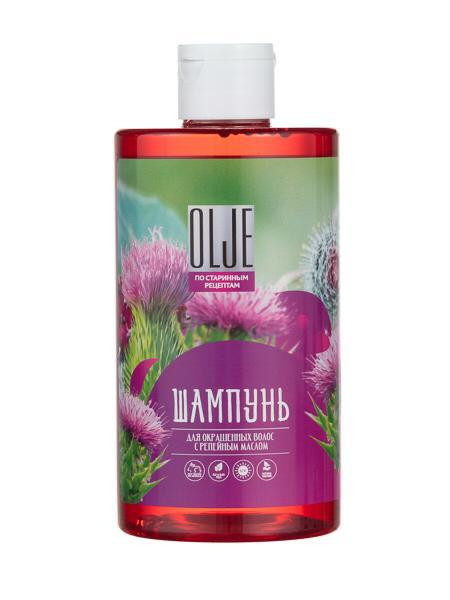 OLJE Натуральный шампунь для окрашенных волос с репейным маслом для поврежденных волос 450 мл в Челябинске