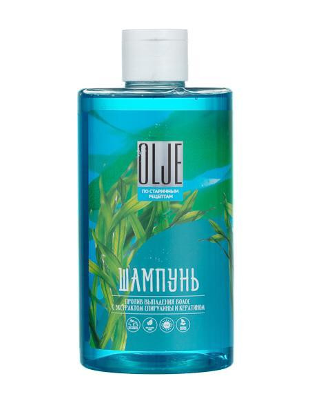 OLJE Натуральный шампунь против выпадения волос с экстрактом концентрата спирулины и кератина 450 мл в Челябинске