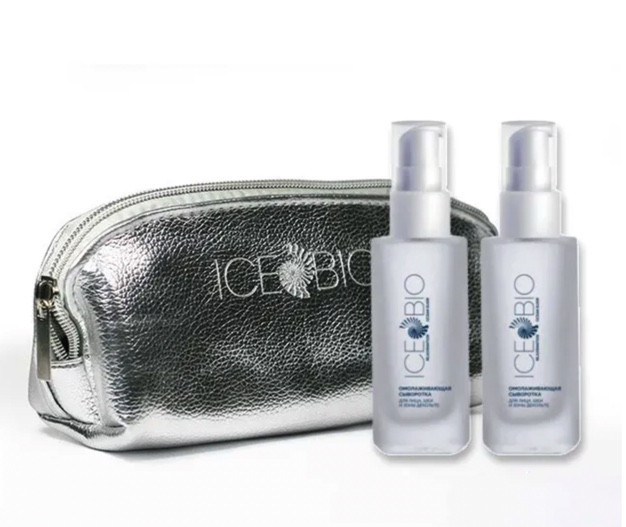 ICE BIO. Набор Сыворотка  2 шт омолаживающая для лица, шеи и зоны декольте 30мл, в косметичке в Челябинске
